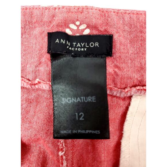 Ann Taylor Shorts Womens Size 12 Floral Chino Salmon Pink Khakis Riviera - Picture 12 of 12